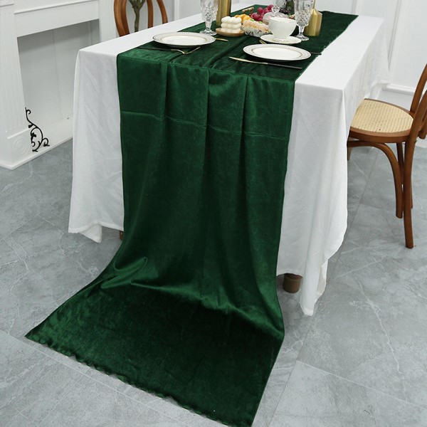 70x300cm Sammet Bordslöpare Salvia Ostduk Dukning Bröllopsdekor Green