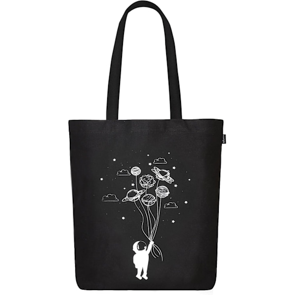EcoRight 100% Orgaaninen Canvas-Kassin, Vetoketjullinen, Ympäristöystävällinen Pieni Kassin Naisille Matkustukseen, Rannalle & Ostoksille Fly Me to Space