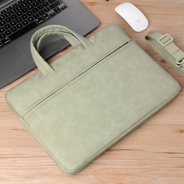 Laptopväska Dam Läder Arbetsväska 15,6 Tum Notebook Väska Business Axelväska (Grön)