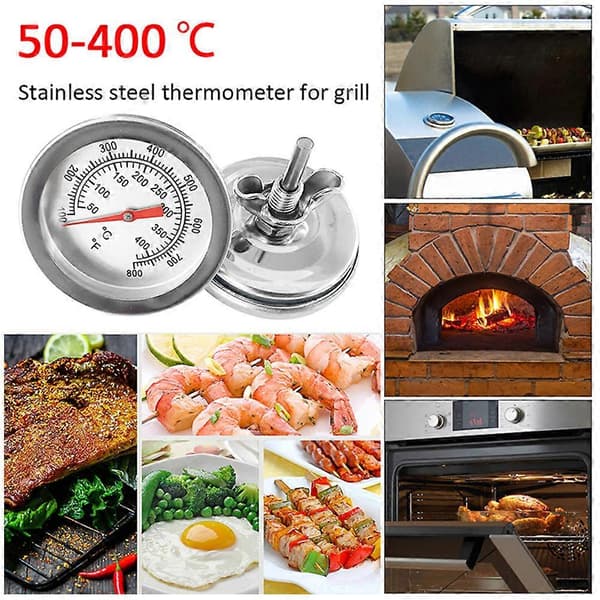 3 stk. BBQ Grilltermometer i rustfrit stål, temperaturmålere 50-500