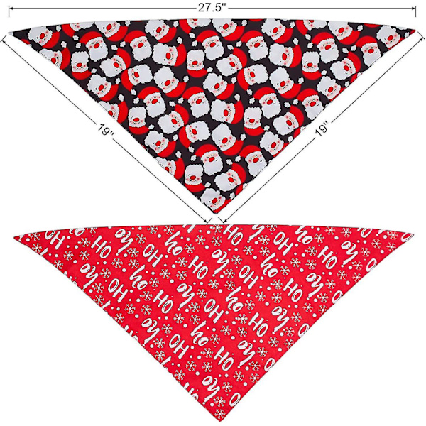 2-pakning Hunde Bandana Jule Hunde Skjerf Reversibel Trekant Bibs Tørkle Sett Kjæledyr Jule Tilbehør