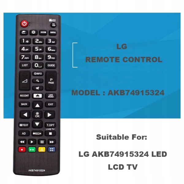 Ersättnings universal för LG AKB74915324 trådlös fjärrkontroll st