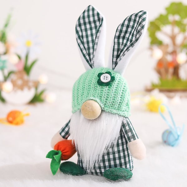 Ny påsk Ansiktslös Gnome Kanindocka Handgjord Återanvändbar heminredning Vårhängande kaninprydnader Barngåvor 21cm green