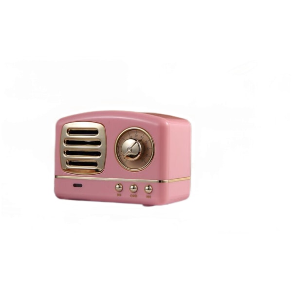 Bluetooth högtalare bärbar trådlös mini retro radio USB/TF-kort musikspelare hifi 3D stereo runt subwoofern | bärbar högtalare (rosa)