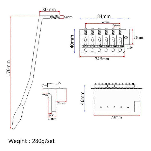 Gitarrset Vänsterhänt Gitarrstall Gitarrtillbehör Enkel Tremolo Gitarrstall 6-strängad Gitarrstall Silver