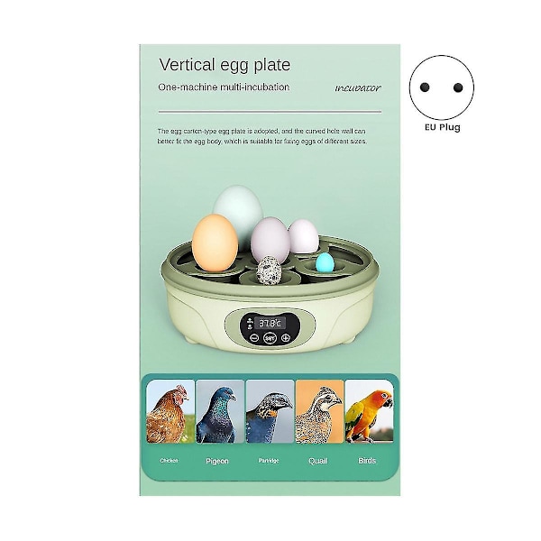 6 Egg Helautomatisk Inkubator Liten Husholdningsinkubator Dueinkubator EU-plugg
