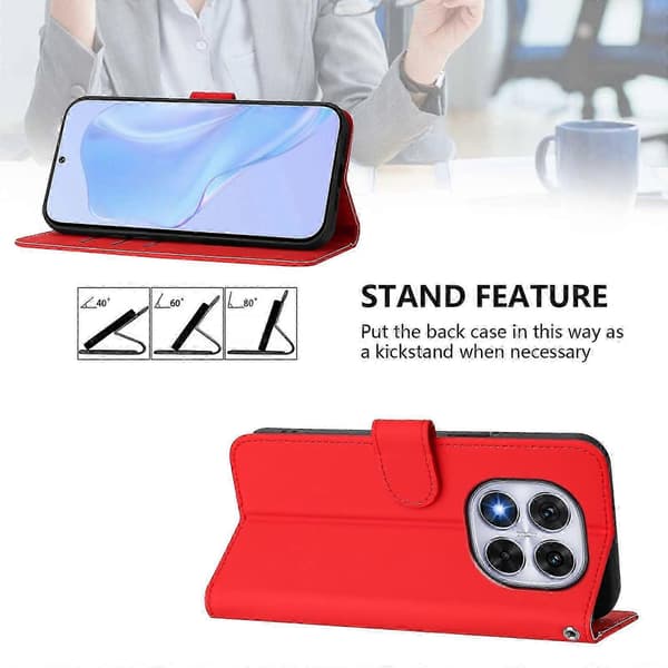 PU-deksel i solid farge for Redmi Note 14 Pro 5G / 14 Pro+ 5G Red