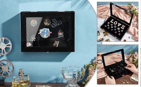 Displayboxar Displayfodral för märken, mynt, medaljer, nålar black
