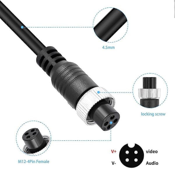 Pin Bilkamera Videokabel Med backtriggerlinje, 10m 10M