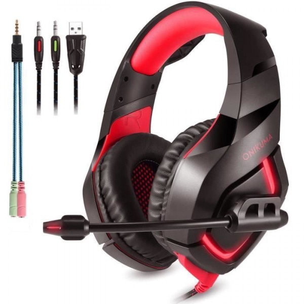 Gaming Headset, Professionell PC Stereo Gaming Headset USB Infällbart Headset, LED Over Ear Headset för PS4, PC, Xbox One, Laptop