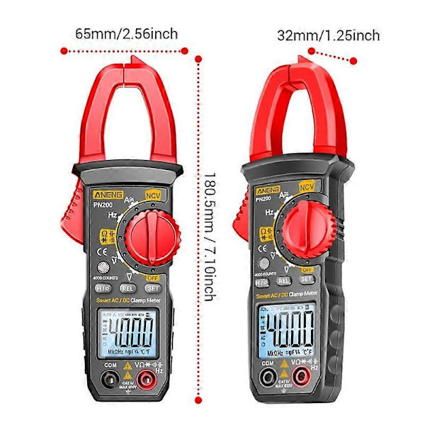 ANENG PN200 AC/DC Mätning Hög Precision Multifunktionell Clamp Meter Red