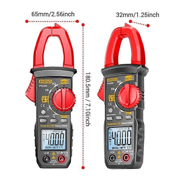 ANENG PN200 AC/DC Mittaus Tarkka Monitoiminen Virtapihtimittari Red