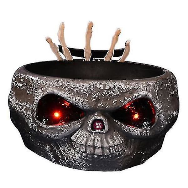 Halloween Godisskål Med Hoppande Skallehand Läskig Dekoration grey