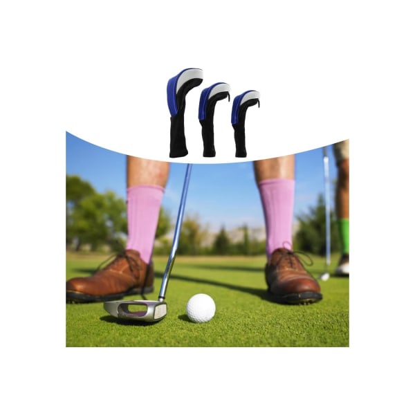 3 Pack Nylon Golf Club Head Covers T-shirt Cover Skydd Blå Vit