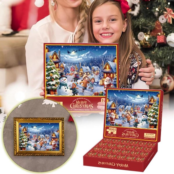Julekalender - Puslespil 1008 Brikker - Julekalender 2024 MultiColor MultiColor Snögubbe - 8003