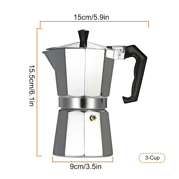 120 ml:n italialainen Moka-kahvipannu, mokka-liesi espressokahvi