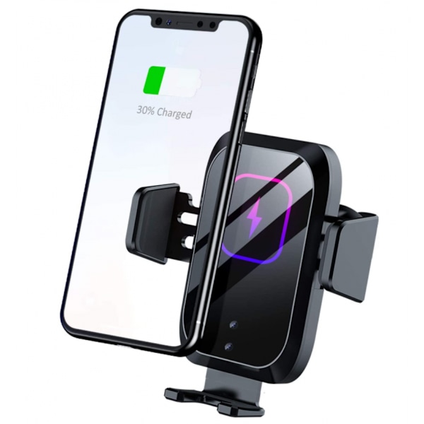 Trådløs biloplader, selvlåsende biltelefonholder (sort)