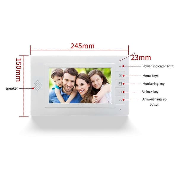 7\" Kablet Video Dørtelefon Intercom Adgangssystem Til S Fl Ft 7in Screen with Power Supply