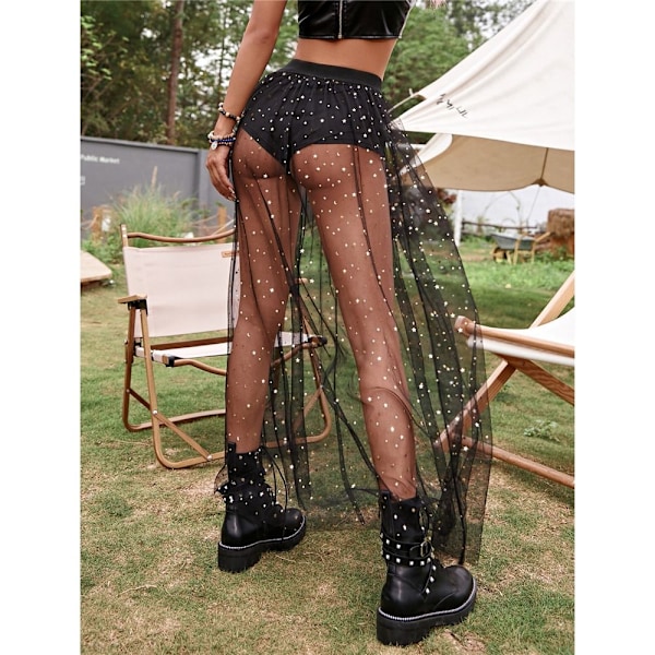 2 in 1 Galaxy Mesh -hame, maksihame, MUSTA XL XL Musta