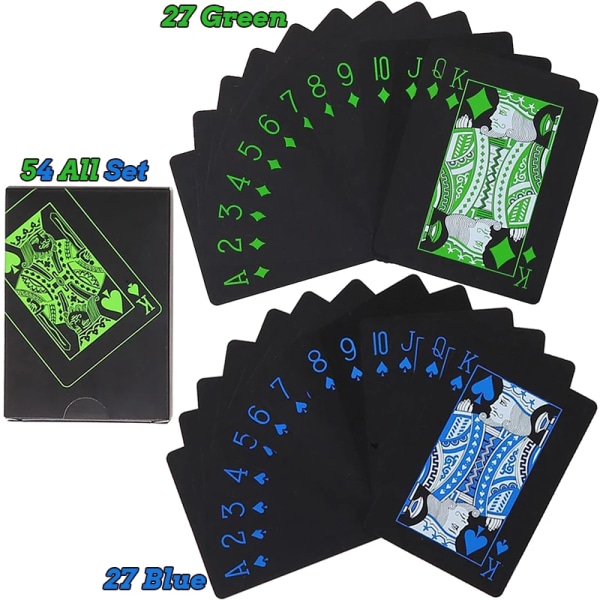 Svart guld spelkort pokerspeldäck blå Silver poker kostym Plast Magic Vattentät kortlek Magic Water Gift Collection Black-Green Blue