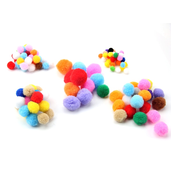 100 st Blandade Storlekar Blandade Färger DIY Hantverk Färgglada Mini Fluffiga Pom Pom Bollar Bröllop Heminredning