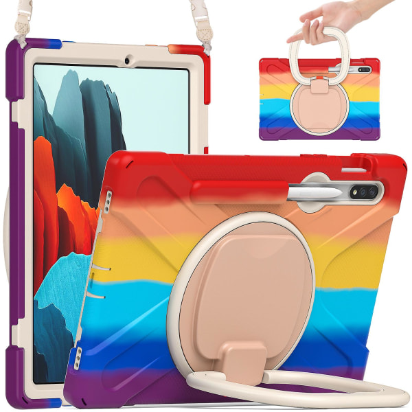För Samsung Galaxy Tab S7 Plus Fe case Magnetiskt cover med pennhållare för Galaxy Tab S6 Lite Tab A 10,1 A 8 A7 10,4 Case Rainbow colors 2 Tab A8 T290 295