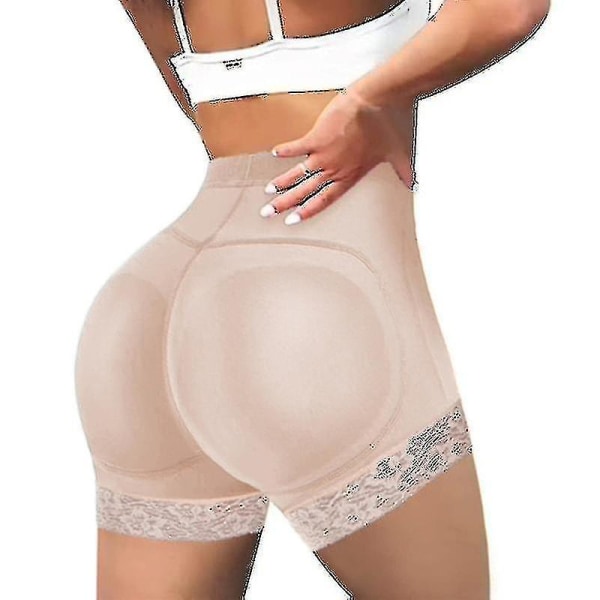 Dam Sr Vadderad rumpa lyftare Trosa rumpa Hip Enhancer Fake Bum Shapwear Shorts Push Up Shorts Beige XL