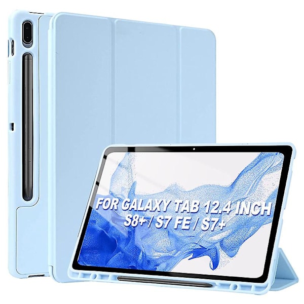 För Nya Samsung Galaxy Tab S7 Fe Lte 12.4\" Plus Skal För Samsung Tab S7 11 Skal Med Pennhållare S8 Plus 12.4 Fodral Auto Sleep sky blue S8 Ultra 14.6