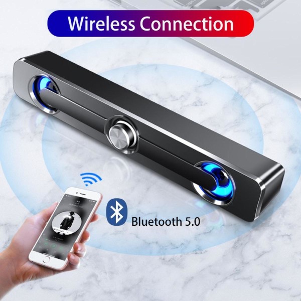 Svart Bluetooth TV Soundbar USB Datorhögtalare Dator Soundbar Bärbar högtalare Dator Subwoofer