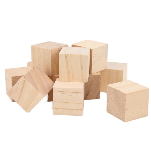 {YM}12-pack Unfinished Wood Blocks, Smooth Durable Solid Small Wood Cubes for Crafts DIY Home Decor