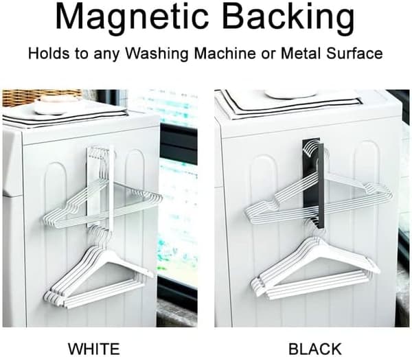 {YM}Magnetic Hanger Storage Rack, Washing Machine Hanger Storage Rack, Hanger Rack 25L×8W, White White