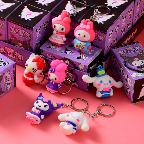 Internetkändis bästsäljande 24 lådor Sanrio docka tecknad blind box hänge skolgård stativ nyckelring blind box 2