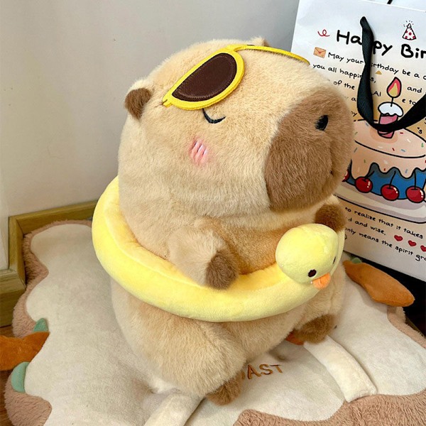 Gul Anka Badring Capybara Plyschleksak Strandkläder Fylld Docka Gul Yellow 30CM