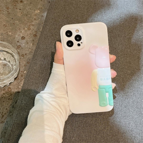 Skal för iPhone 11 Kreativt fläckigt rosa tjej våldsam björn personlighet mobiltelefonskal