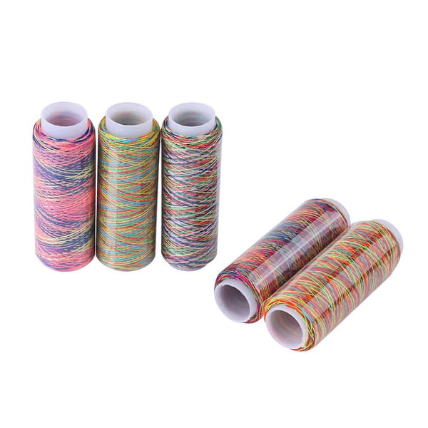 5 stk. Flerfarvet Gradient Polyester Sytrådsspoler 110m