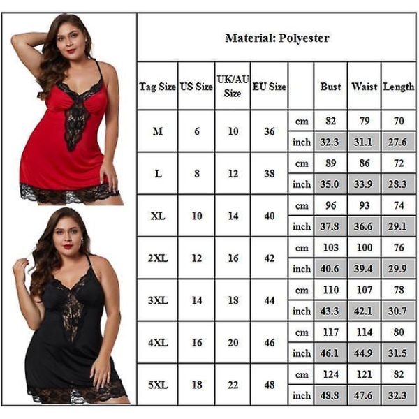 Plus Size Dam Sexig Spets Nattlinne Erotisk Slip Nattlinne Nattkläder Purple XL