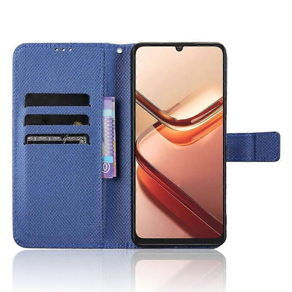 Diamantteksturert telefondeksel i lær Blue For Doogee Note 58 / Note 58 Pro