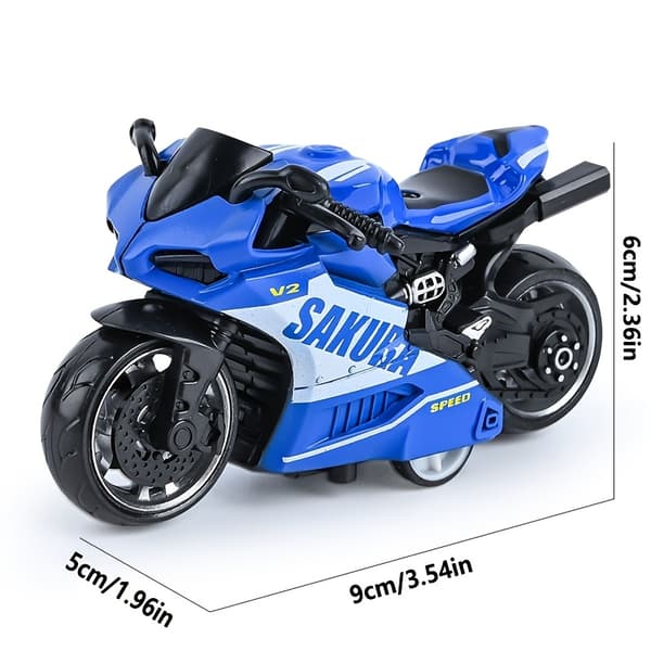 1 stk. sej legering pull-back motorcykel legetøj, simulations motorcykel racer model Blue