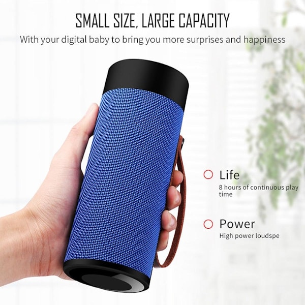 Trådlös Bluetooth 5.0 högtalare för utomhusbruk, subwoofer, multifunktionell bärbar musikspelare, stereohögtalare, minihögtalare | (svart)