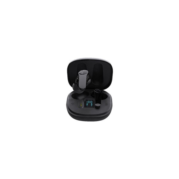 Brusreducerande LED-skärm IPX7 Vattentät inbyggd mikrofon In-Ear Bluetooth hörlurar - Svart