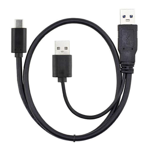 CY UC-125 USB Type-C til USB 3.0 Hann & USB 2.0 Dobbel Strøm Data Y-kabel for Laptop & Harddisk