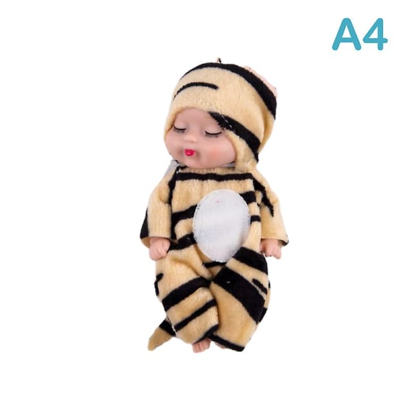 Söt djur baby 3,5 tum Hjort/bi/björn Sömn Baby Reborn Doll Toy Multicolor A6