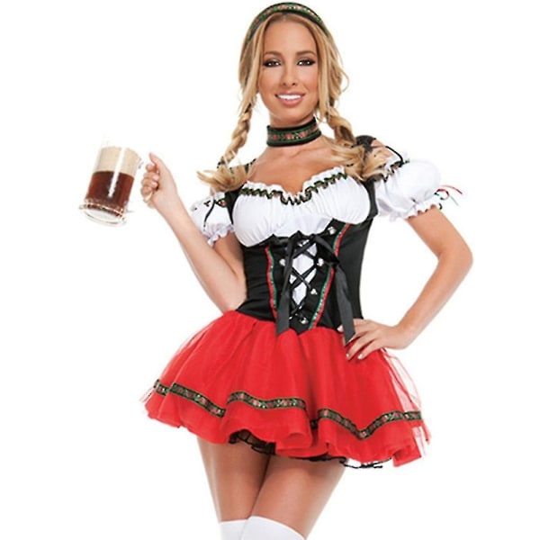 Evago Tysk Öl Maid Kostym Kvinnor Oktoberfest Dirndl Klänning Vuxen Halloween Party Outfit L