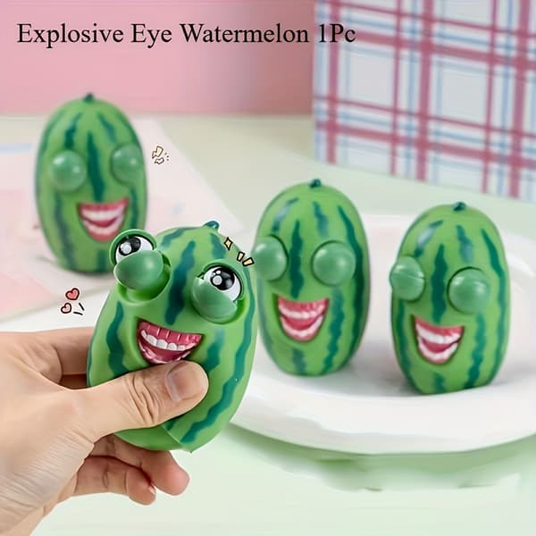 2D Fladt Design, Sjovt Squishy Vandmelon Legetøj Der Bringer Latter - Lavet af Holdbart Gummi Exploding eye watermelon