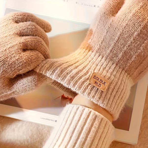 Vinterhandsker til kvinder, tykke, med elastiske manchetter, flere farver 【Svart】