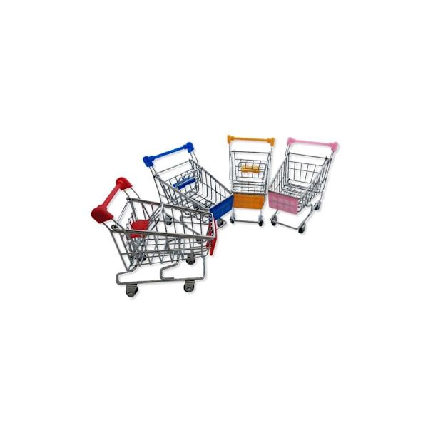 Trallekurvstativ miniatyr supermarkedrekvisitter for kontor gul