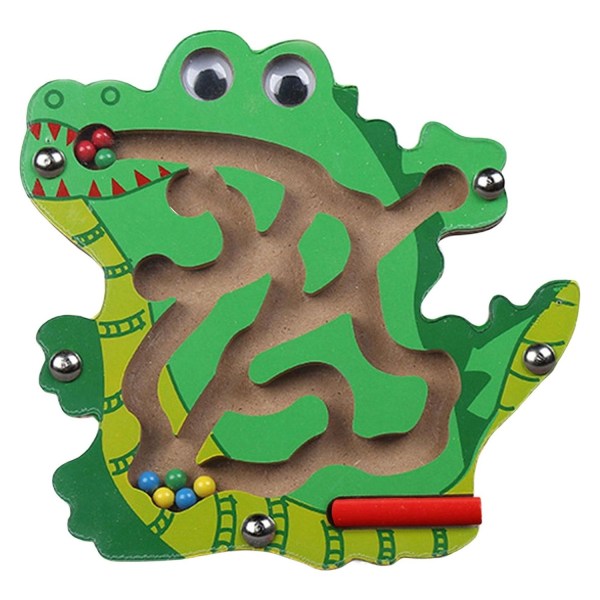 Magnetiska labyrintleksaker i trä Montessori Maze Game Board Aktivitet Pussel Tidig utveckling Aktivitet Leksaker för barn Barn Pojkar Flickor Alligator