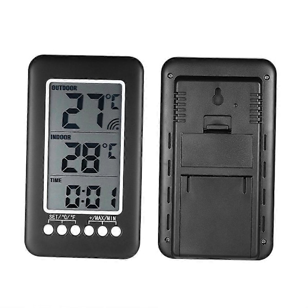 LCD/Digital Trådlös Inomhus/Utomhus Termometer Klocka Temperaturmätare Med Sändare