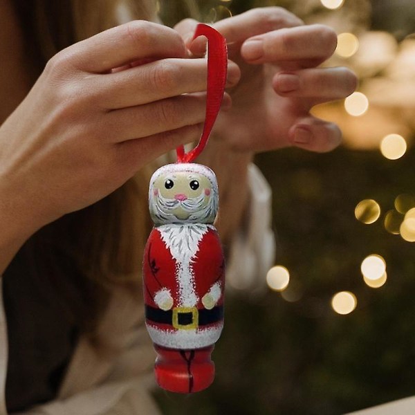 Hängande jultomte i trä Utmärkta prydnadsföremål Handgjorda juldekorationer för strumpor A
