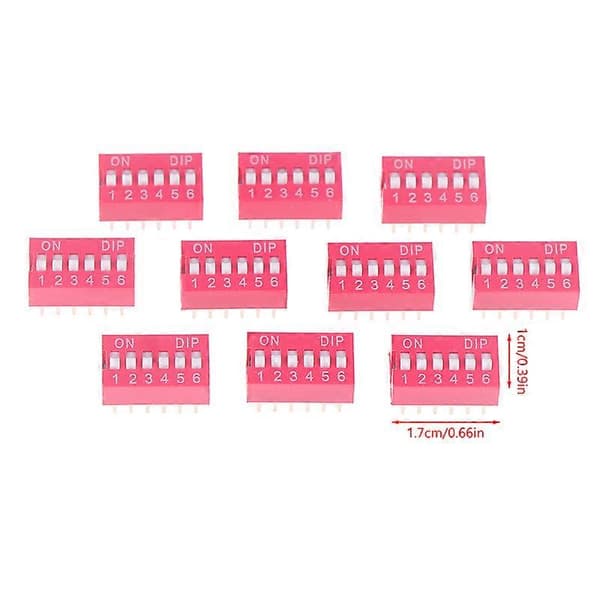 10 stk. Slide Type Switch Module 1 2 3 4 5 6 8PIN 2.54mm DIP Rød Pitch Toggle Switch Rød Snap Switch Dial Switch IGMOPNRQ A6